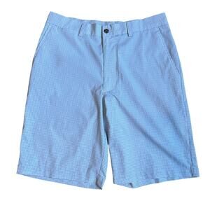Blue white checkered performance mens golf shorts SIZE 32